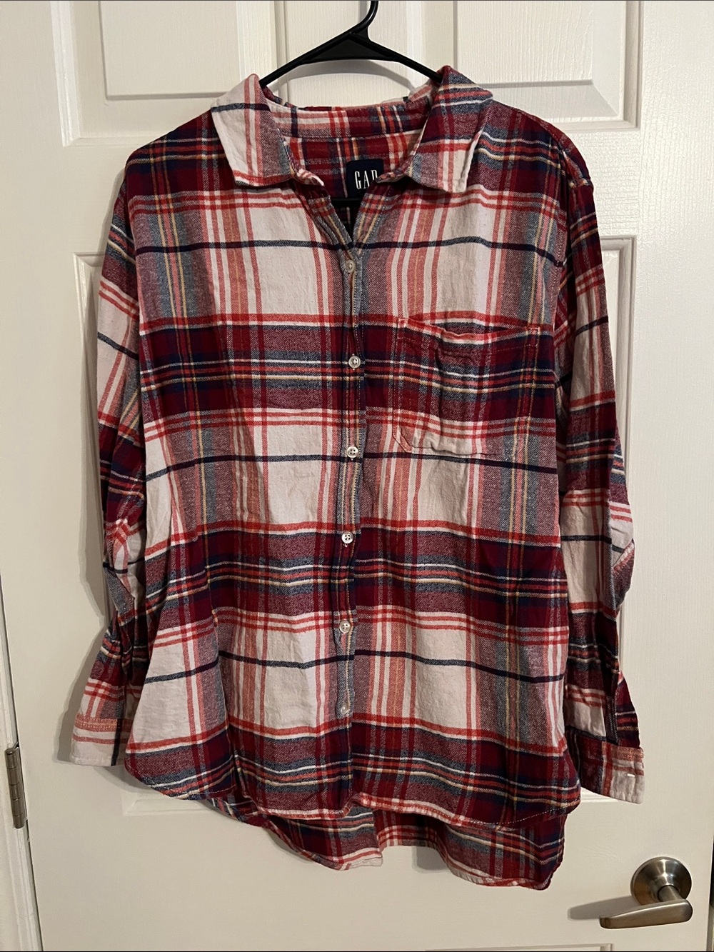 GAP Red and White Plaid Lightweight Button-Down